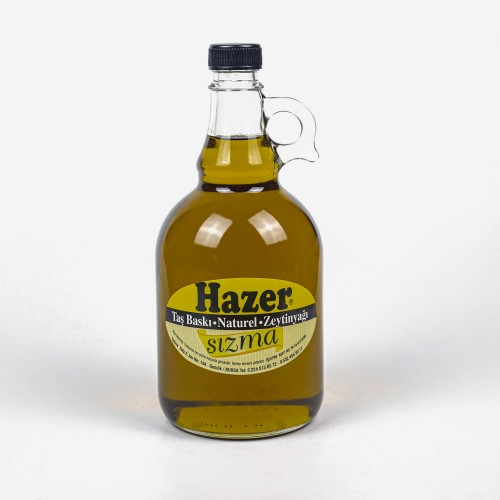 Hazer Cam Şişe Taş Baskı Zeytinyağı 1 lt.
